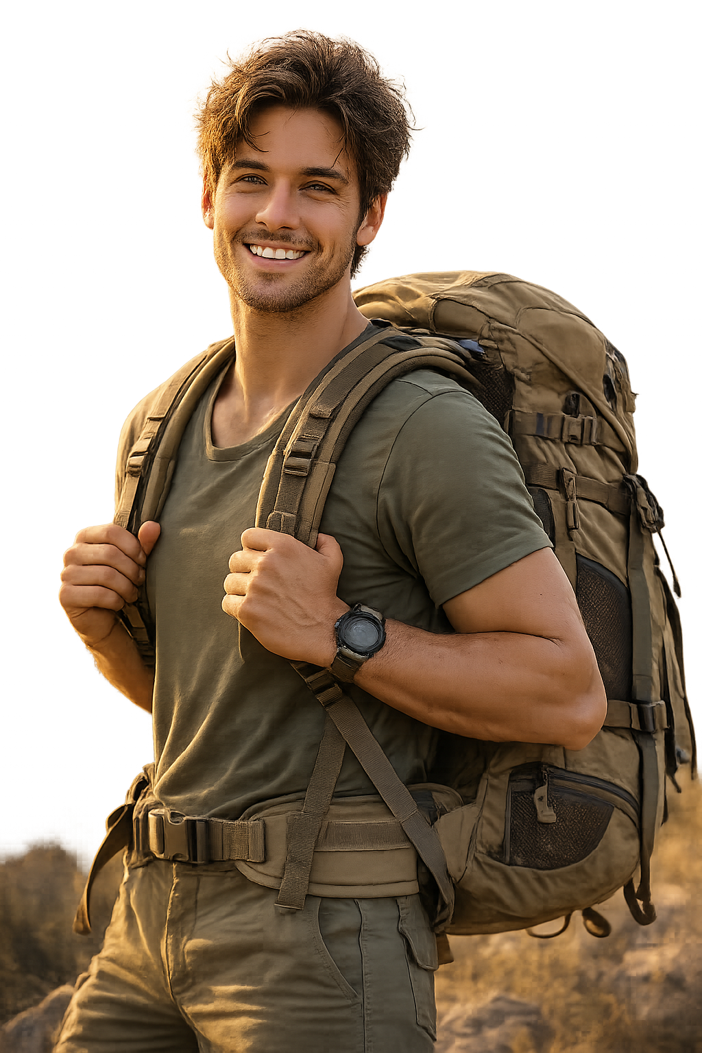 Happy traveler ready for adventure
